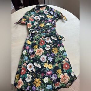 Zara Floral Midi Dress - Black with Multicolor